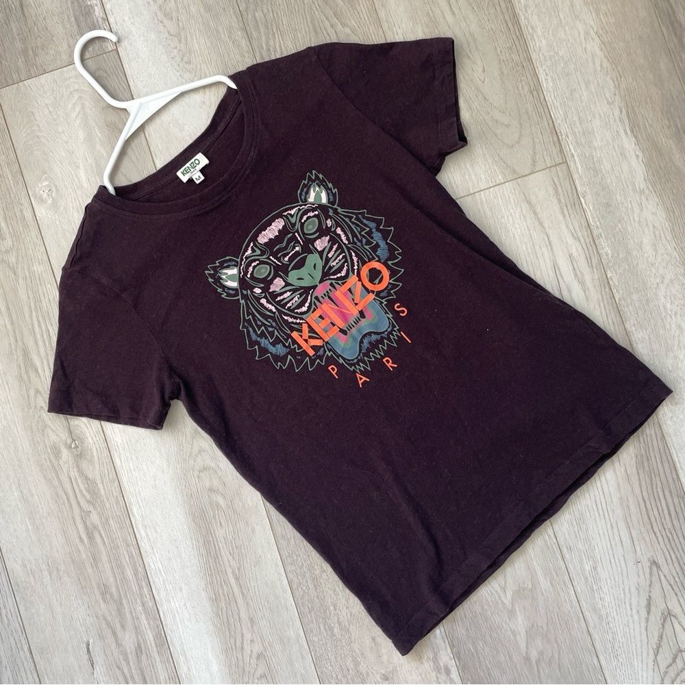 Kenzo Tiger Tshirt cotton motif print womens Purple (medium) designer streetwear